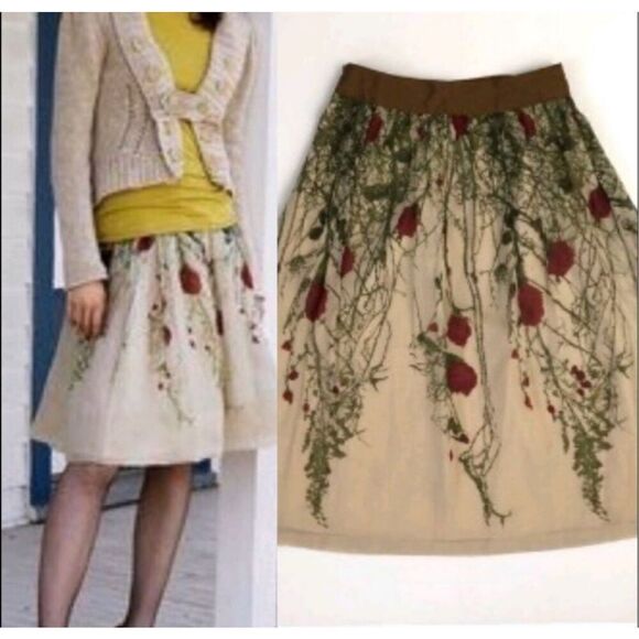 Anthropologie Viola Skirt Silk Floral Size 10 - Picture 7 of 8